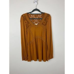 Tru Self blouse size M long sleeves color mustard v-neck